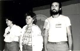 Maria de Fátima Marinelli, Tereza Braga e José Oracílio Viana (Mato Grosso do Sul, 01 ago. 1986) [fotografia] / Fotógrafo(a) : Regina Vilela. -- Ref.: BR-SPMST_MST-SN-CIN_AMP_000780-005060-CSS.